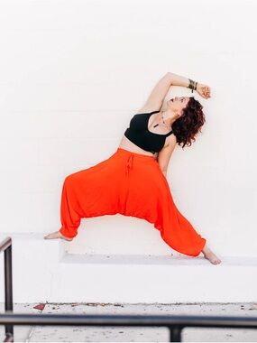 Buddha Pants Savannah Tomato Flowing Wide-Leg Harem Pants in Bright Orange